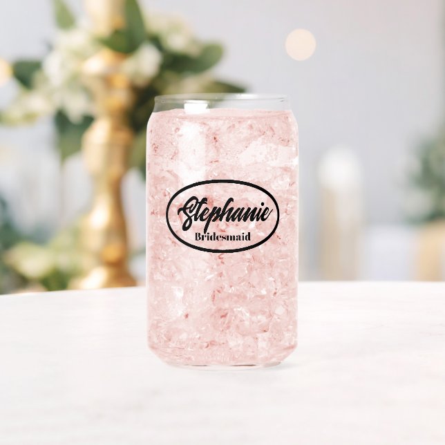 Black Stylised Name Wedding Bridesmaid Glass (Insitu (Wedding))