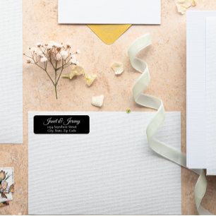 Black Stylised Name Wedding Return Address