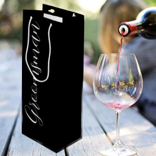 Black Stylised Script Wedding Groomsman Wine Gift Bag