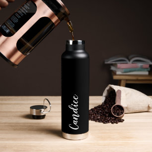 Black Stylised Wedding Bridesmaid Name Water Bottle