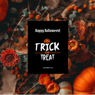 Black Stylish Happy Halloween Postcard