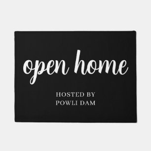 Black Stylish Open House Real Estate Realtor Doormat