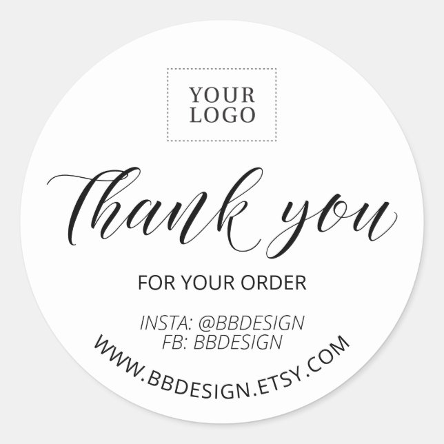 Black Stylish Small Business Thank you sticker (Front)
