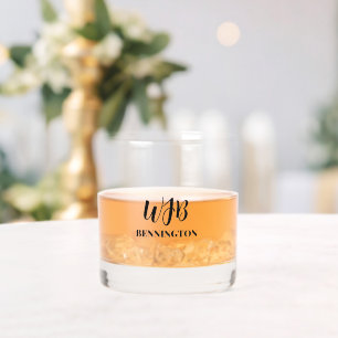  Black Stylized Monogram and Name Whiskey Glass