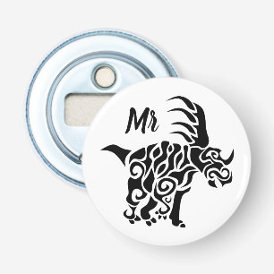 Black Styracosaurus with Tribal War Paint Bottle Opener