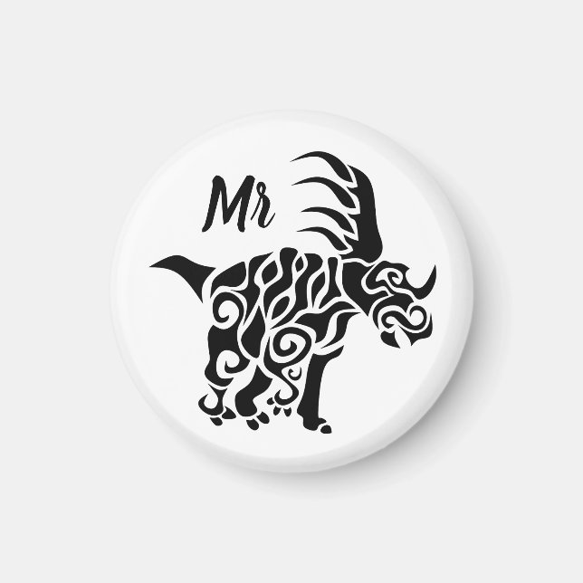 Black Styracosaurus  with Tribal War Paint Magnet (Front)