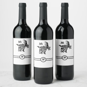 Black Styracosaurus  with Tribal War Paint Wine Label