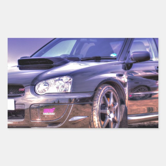 Black Subaru Impreza WRX STi Rectangular Sticker (Front)