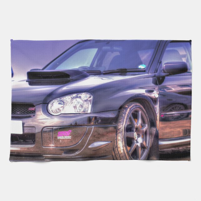 Black Subaru Impreza WRX STi Tea Towel (Horizontal)