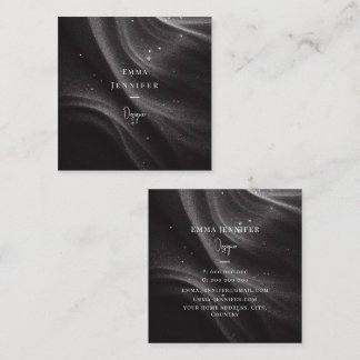 Black Subtle gentle glitter background Square Business Card
