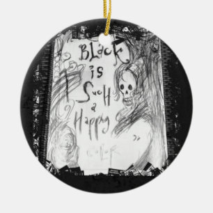black such a happy colour ceramic tree decoration