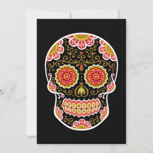 Black Sugar Skull Black 5" x 7" Invitation