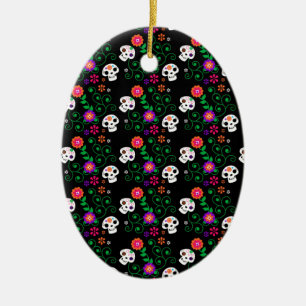 black sugar skull ceramic tree decoration