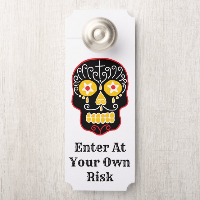 Black Sugar Skull Door Hanger (On Knob)