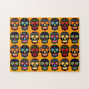Black Sugar Skull Jigsaw Puzzle