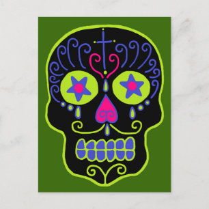 Black Sugar Skull Postcard