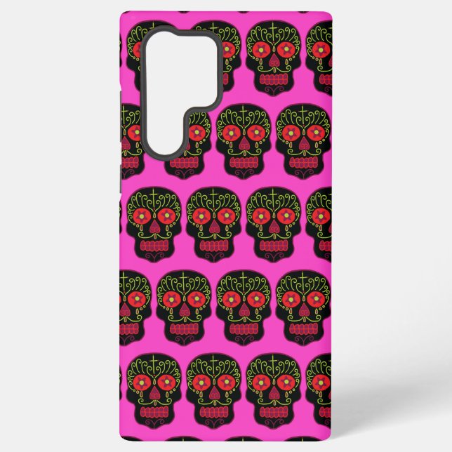 Black Sugar Skull Samsung Galaxy S22 Ultra Case (Back)