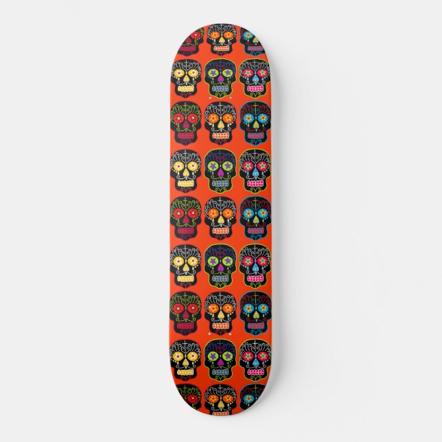 Black Sugar Skull Skateboard (Front)