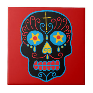 Black Sugar Skull Tile
