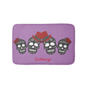 Black Sugar Skulls Day of the Dead Thunder_Cove  Bath Mat