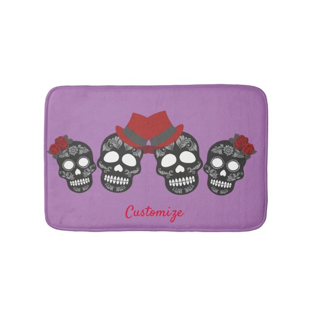 Black Sugar Skulls Day of the Dead Thunder_Cove  Bath Mat (Front)