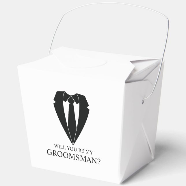 Black Suit and Tie Groomsman Proposal Favour Box (Front)
