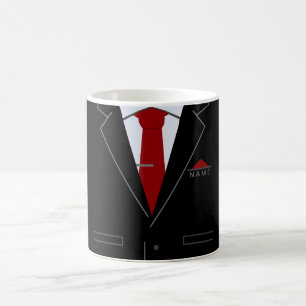 Black Suit and Tie Personalised Name Coffee Mug