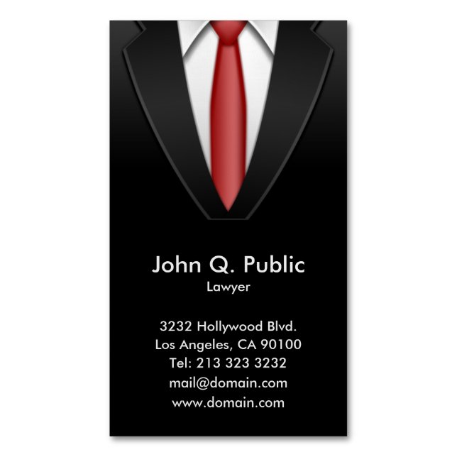 Black Suit Business Card Magnets (Front Vertical)