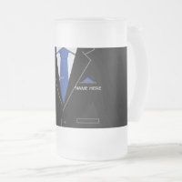 Black Suit Business Glass Beer Mug - Your Name
