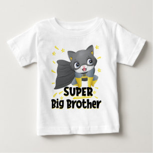 Black Suit Cat Superhero Big Brother Baby T-Shirt
