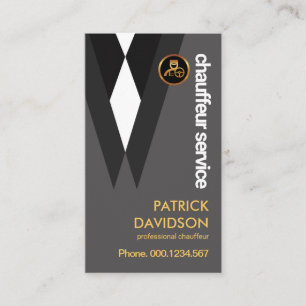 Black Suit Elegance Chauffeur Driver Lapel Pin Business Card