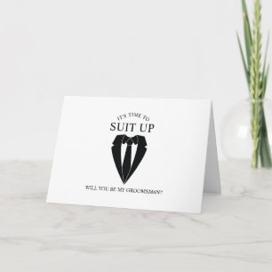 Black Suit Personalised Groomsman Proposal Invitation