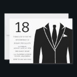 Black Suit & Tie 18th Birthday Party Invitation<br><div class="desc">Black Suit & Tie 18th Birthday Party Invitation
See matching collection in Niche and Nest Store

Many thanks</div>