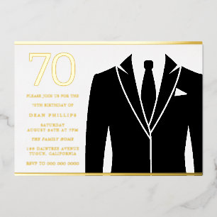 Black Suit & Tie 70th Birthday Party Real Gold