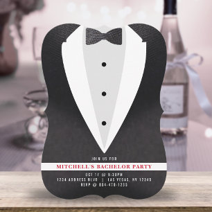 Black Suit & Tie Bachelor Party Invitation
