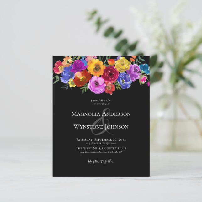 Black Summer Floral Wildflower Wedding (Standing Front)