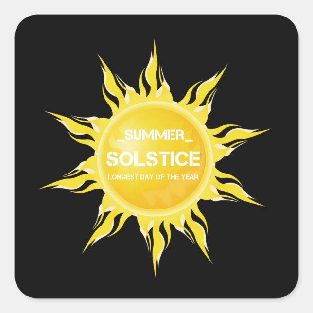 Black summer solstice the longest day of the year square sticker (Front)