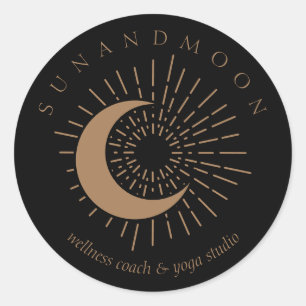 Black Sun Moon Spiritual Solar Energy Healing Classic Round Sticker