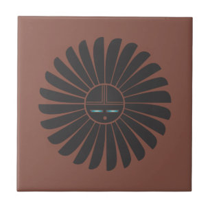 Black Sun on Terracotta Tile