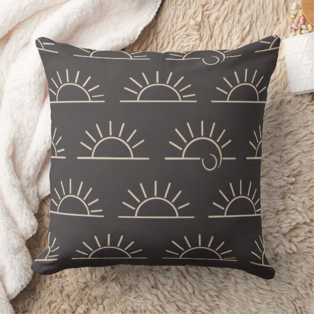 Black Sun Pillow | Modern Throw Pillow (Blanket)