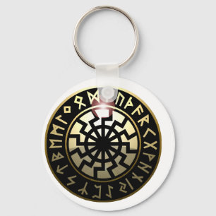 Black Sun wheel Key Ring