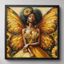 Black Sunflower Fairy Woman With Afro