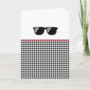 Black Sunglasses Chequerboard Custom Sports Fun Card