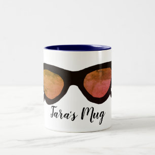 Black  Sunglasses  Personalised Two-Tone Coffee Mug