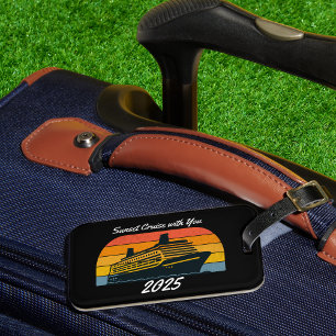 Black SUNSET Cruise with you Personalise Luggage Tag