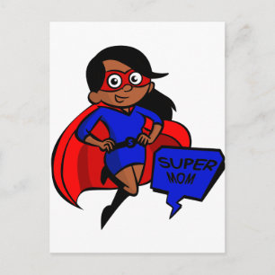 black super mum postcard