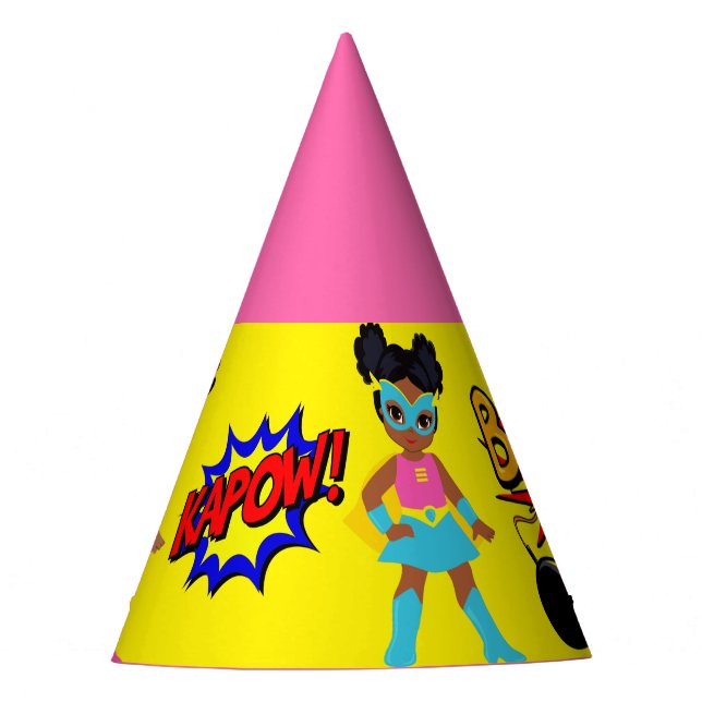 Black Superhero Party Hat (Front)