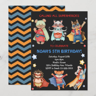 Black Superheroes Kids Birthday Invitation