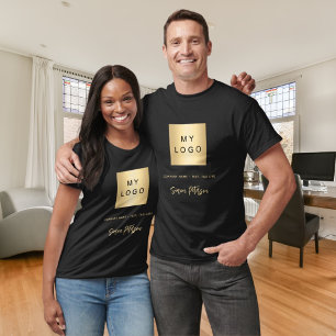 Black support local business logo signature slogan T-Shirt