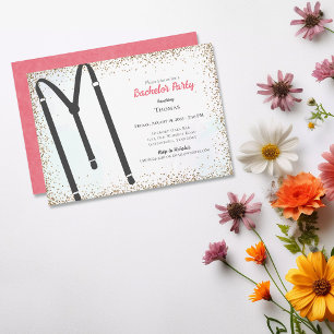 Black Suspenders Bachelor Party Invitation
